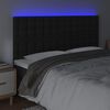 vidaXL Čelo postele s LED čern&eacute; 160x5x118/128 cm uměl&aacute; kůže