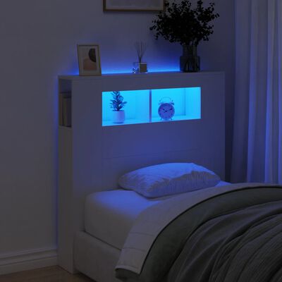 vidaXL Čelo postele s LED bílé 100 x 18,5 x 103,5 cm kompozitní dřevo