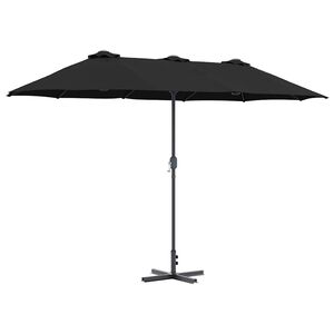 vidaXL Zahradn&iacute; slunečn&iacute;k 370 x 197 x 239 cm Polyester a hlin&iacute;k Čern&aacute;