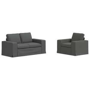 vidaXL Set pohovek 2 ks Tmavě &scaron;ed&aacute; textil
