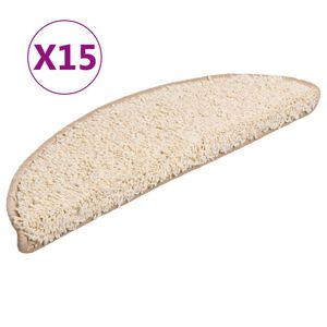 vidaXL Schodov&eacute; rohože 15 ks 56x17x3 cm kr&eacute;mov&eacute;, půlkulat&eacute;
