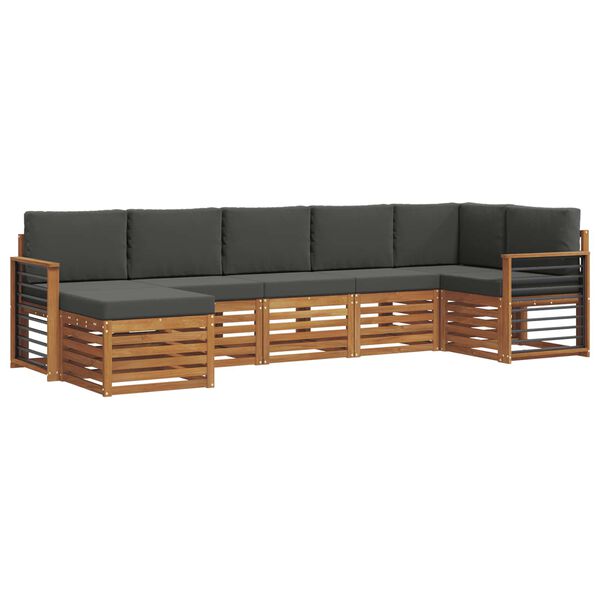 vidaXL Rohov&aacute; sofa sada s pol&scaron;t&aacute;řem 7 pcs Přirozen&aacute; a Anthracitov&aacute;