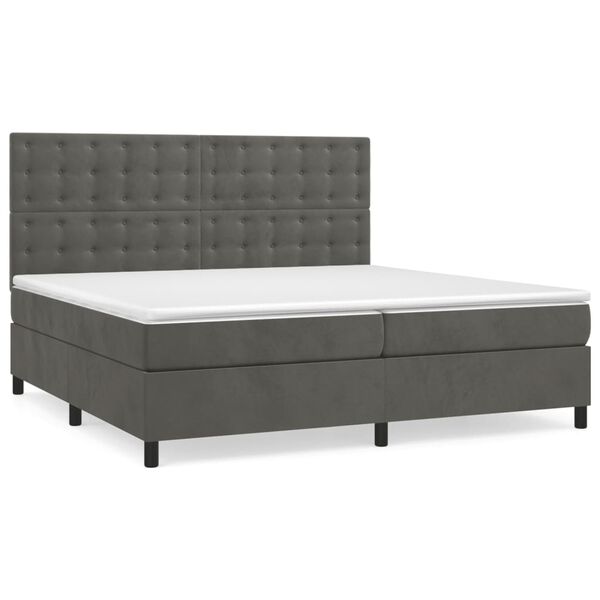 vidaXL Box spring postel s matrac&iacute; tmavě &scaron;ed&aacute; 200x200 cm samet