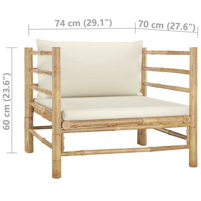 vidaXL 8dílná zahradní sedací souprava + krémově bílé podušky bambus