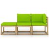 vidaXL 3d&iacute;ln&aacute; zahradn&iacute; sedac&iacute; souprava s jasně zelen&yacute;mi podu&scaron;kami