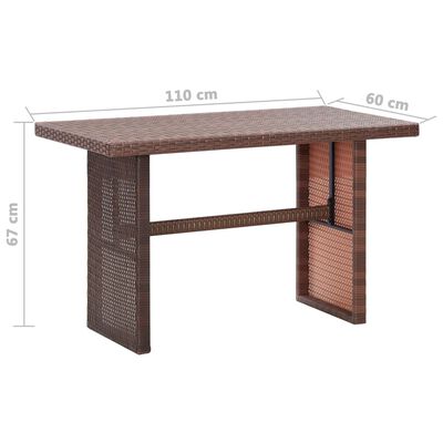 vidaXL Zahradní stůl hnědý 110 x 60 x 67 cm polyratan