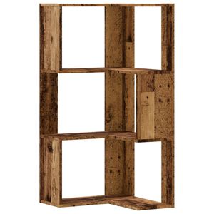 vidaXL Rohov&aacute; 3patrov&aacute; knihovna old wood 50x50x102 cm kompozitn&iacute; dřevo
