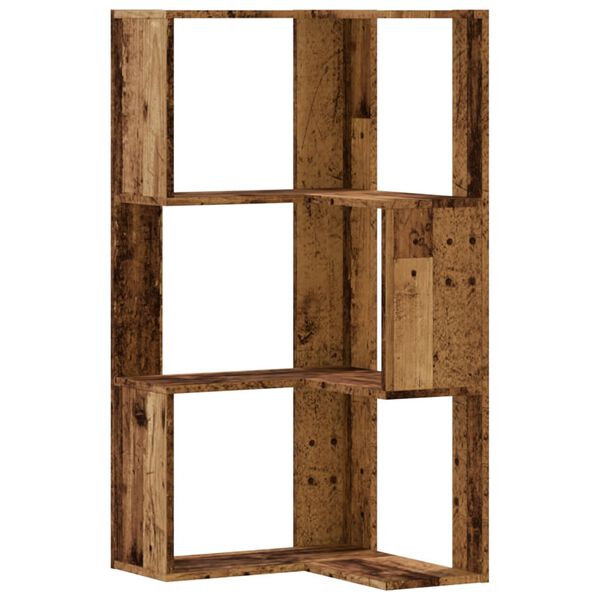 vidaXL Rohov&aacute; 3patrov&aacute; knihovna old wood 50x50x102 cm kompozitn&iacute; dřevo