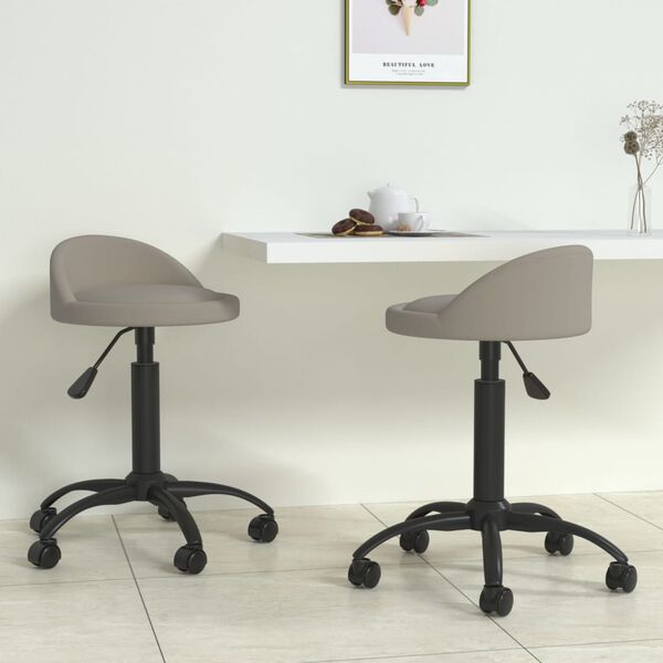 vidaXL Otočn&eacute; j&iacute;deln&iacute; židle 2 ks světle &scaron;ed&eacute; samet