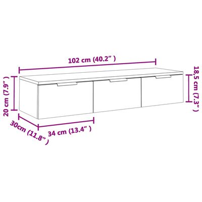 vidaXL Nástěnná skříňka lesklá bílá 102 x 30 x 20 cm kompozitní dřevo