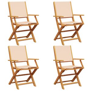 vidaXL Skl&aacute;dac&iacute; zahradn&iacute; židle 4 ks b&eacute;žov&eacute; textil a masivn&iacute; dřevo