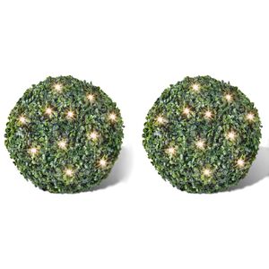 Zimostr&aacute;zov&aacute; koule s uměl&yacute;mi l&iacute;stky 35cm s LED řetězem 2ks