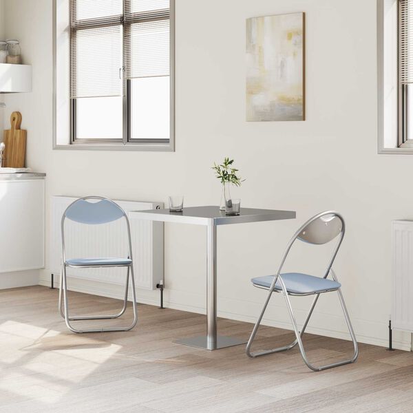 vidaXL Skl&aacute;dac&iacute; židle 2 pcs &Scaron;ed&yacute; 48 x 43,5 x 81 cm Uměl&aacute; kůže