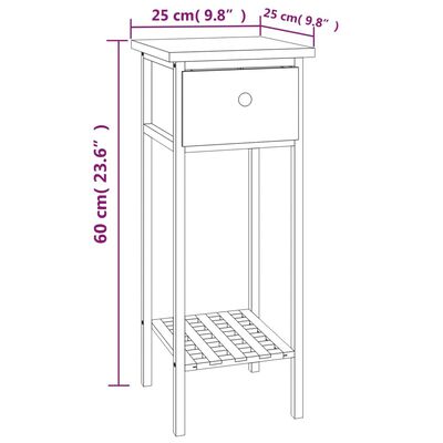 vidaXL Odkládací stolek se zásuvkou 25 x 25 x 60 cm masivní ořech