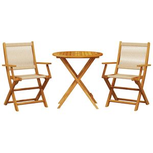 vidaXL 3d&iacute;ln&yacute; bistro set b&eacute;žov&yacute; polypropylen a masivn&iacute; dřevo