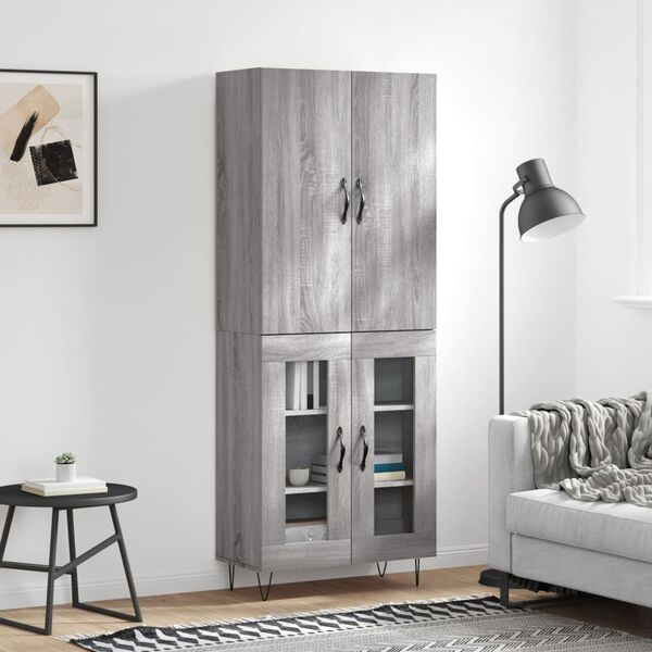 vidaXL Skř&iacute;ň highboard &scaron;ed&aacute; sonoma 69,5 x 34 x 180 cm kompozitn&iacute; dřevo