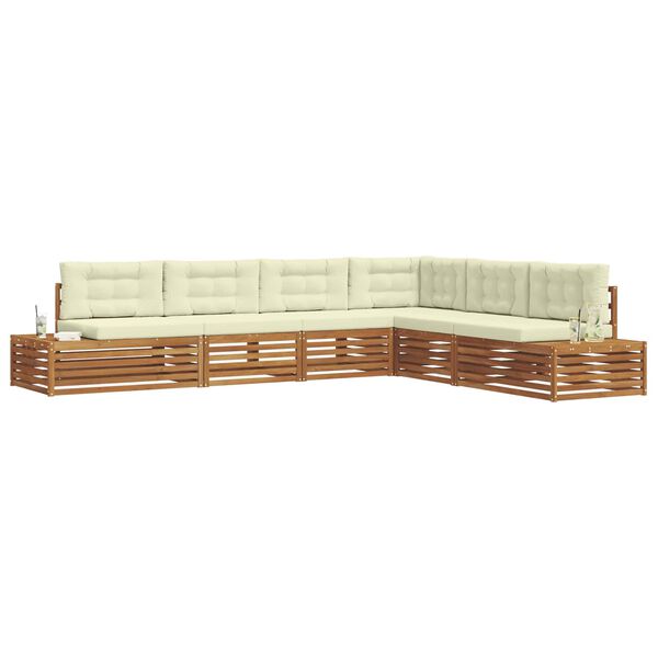 vidaXL Venkovn&iacute; pohovkov&aacute; souprava 6 Kus Přirozen&aacute; a Kr&eacute;mov&aacute;