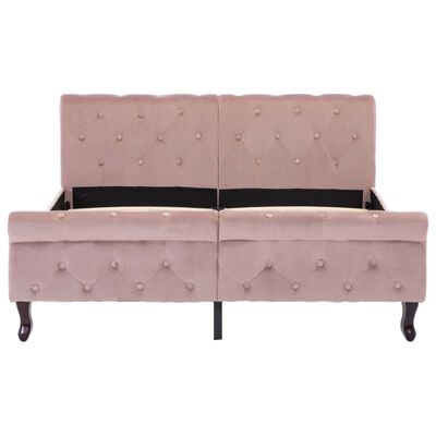 vidaXL Rám postele růžový samet 140 x 200 cm