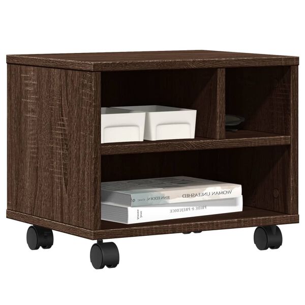 vidaXL Stojan na tisk&aacute;rnu na kolečk&aacute;ch hněd&yacute; dub 41 x 32 x 34,5 cm