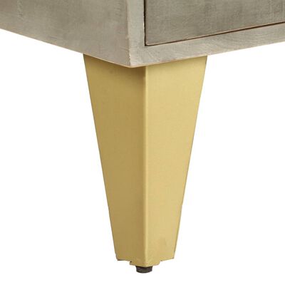 vidaXL Konferenční stolek masivní mangovník šedý s mosazí 110x60x35 cm