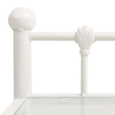vidaXL Noční stolek bílý a průhledný 45 x 34,5 x 60,5 cm kov a sklo