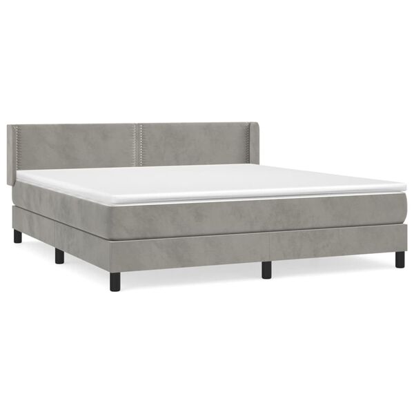 vidaXL Box spring postel s matrac&iacute; světle &scaron;ed&aacute; 180x200 cm samet