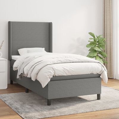 vidaXL Box spring postel s matrací tmavě šedá 80 x 200 cm textil