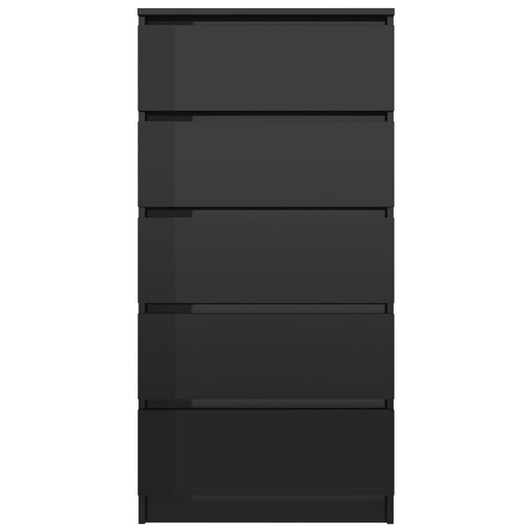 vidaXL Př&iacute;born&iacute;k se z&aacute;suvkami čern&yacute; leskl&yacute; 60x35x121 cm dřevotř&iacute;ska