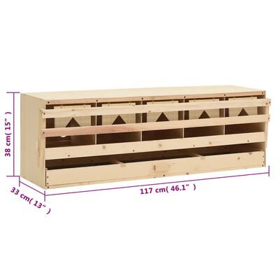 vidaXL Snáškové hnízdo 5 boxů 117 x 33 x 38 cm masivní borové dřevo