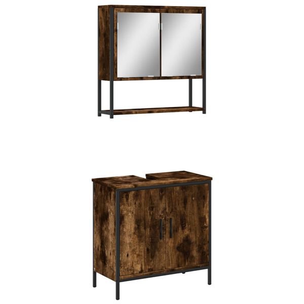 vidaXL 2dílný set koupelnového nábytku kouřový dub kompozitní dřevo