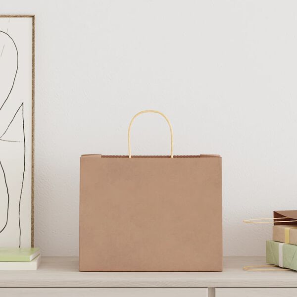 vidaXL Pap&iacute;rov&eacute; ta&scaron;ky 50 ks s uchy hněd&eacute; 32x22x24 cm