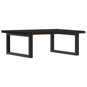 vidaXL Deska pod umyvadlo n&aacute;stěnn&aacute; ocel a masivn&iacute; dubov&eacute; dřevo