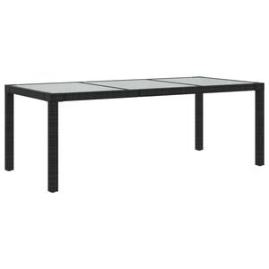 vidaXL Zahradn&iacute; stůl čern&yacute; 190 x 90 x 75 cm tvrzen&eacute; sklo a polyratan