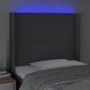 vidaXL Čelo postele s LED tmavě &scaron;ed&eacute; 103 x 16 x 118/128 cm textil