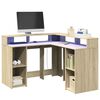 vidaXL Psac&iacute; stůl s LED dub sonoma 130 x 130 x 91 cm kompozitn&iacute; dřevo