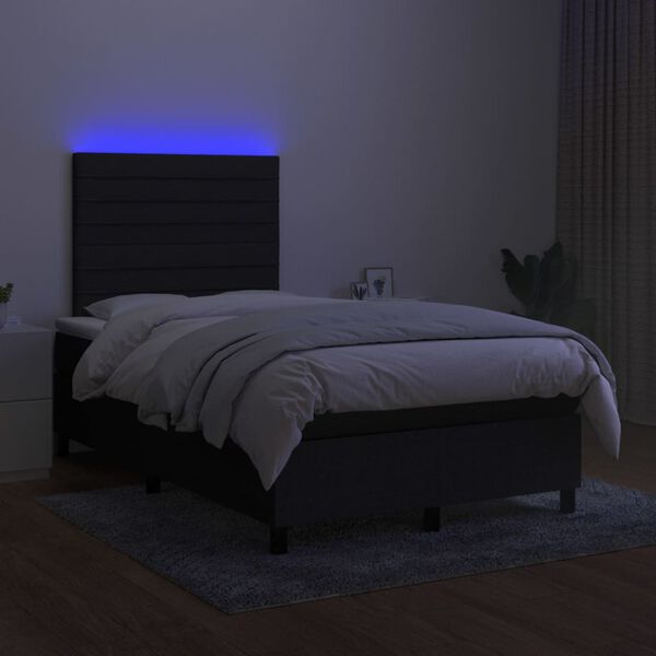vidaXL Box spring postel s matrac&iacute; a LED čern&aacute; 120 x 200 cm textil