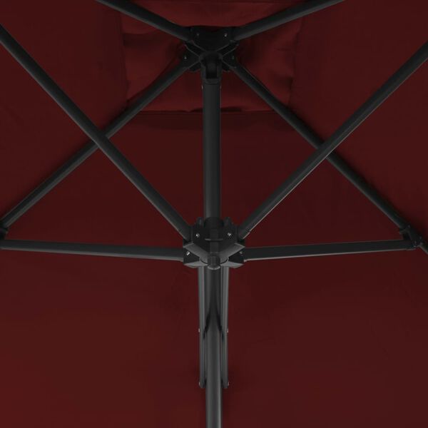 vidaXL Zahradní slunečník s ocelovou tyčí bordó 250 x 250 x 230 cm
