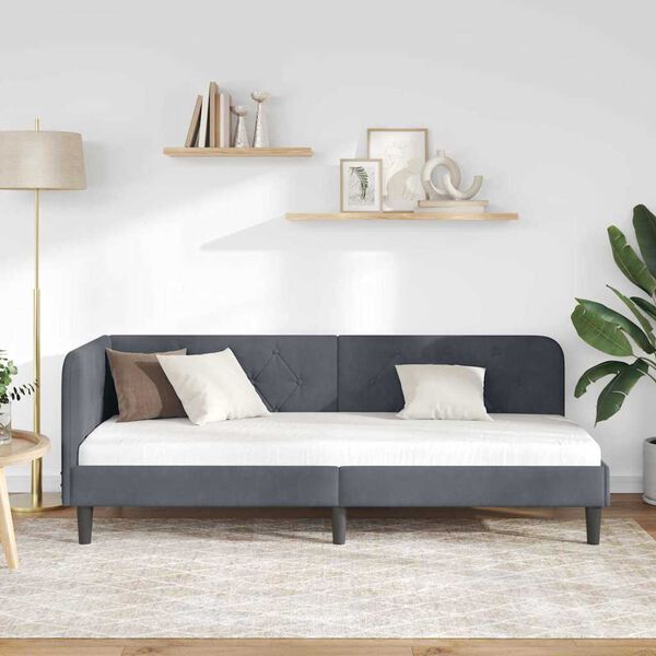 vidaXL Rohový rám postele s čelo Tmavě šedá 80 x 200 cm samet