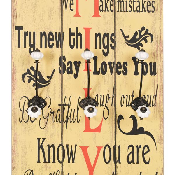 vidaXL Nástěnný věšák na kabáty FAMILY s 6 háčky 120 x 40 cm