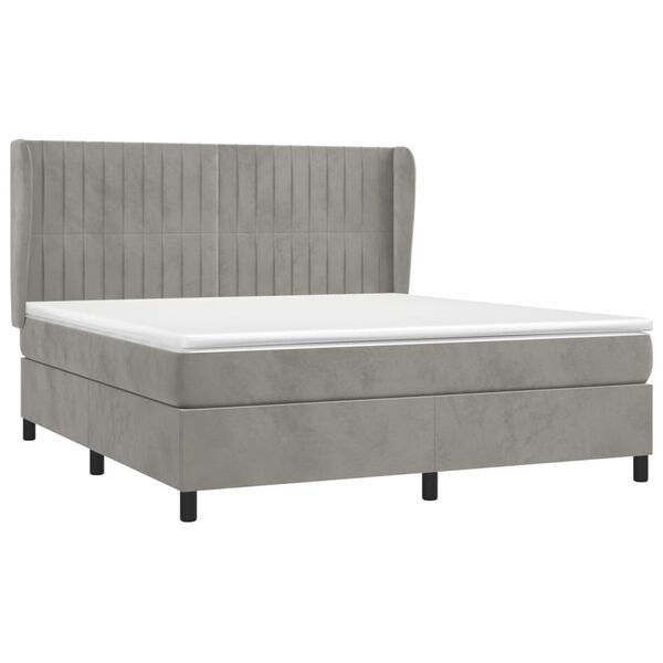 vidaXL Box spring postel s matrac&iacute; světle &scaron;ed&aacute; 180x200 cm samet