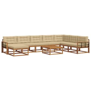 vidaXL Venkovn&iacute; pohovkov&aacute; souprava 9 pcs Přirozen&aacute; a B&eacute;žov&aacute;