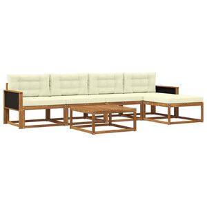 vidaXL Venkovn&iacute; pohovkov&aacute; souprava 6 pcs Přirozen&aacute; a Kr&eacute;mov&aacute;