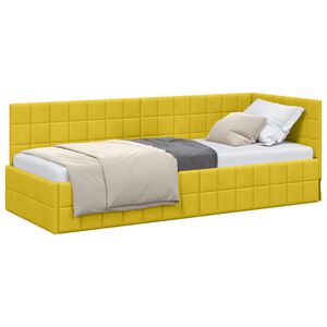 vidaXL Rohov&yacute; r&aacute;m postele s čelo Žlut&aacute; 80 cm x 200 cm samet