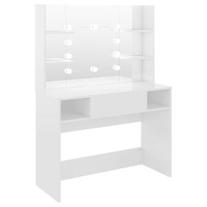 vidaXL Kosmetick&yacute; stolek s LED světly 100x40x135 cm MDF z&aacute;řivě b&iacute;l&yacute;