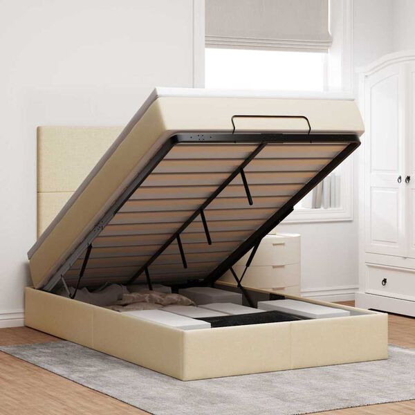 vidaXL Osmansk&yacute; r&aacute;m postele s matrac&iacute; kr&eacute;mov&aacute; 120x190cm textil