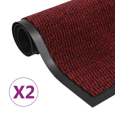 vidaXL Protiprachové obdélníkové rohožky 2 ks všívané 40x60 cm červené