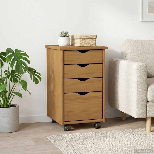 vidaXL Kolejov&aacute; skř&iacute;ň s kolem MOSS Medov&aacute; Hněd&aacute; 34 x 39 x 56 cm