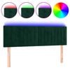 vidaXL Čelo postele s LED tmavě zelen&eacute; 144x5x78/88 cm samet