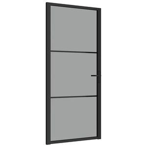 vidaXL Interi&eacute;rov&eacute; dveře 93 x 201,5 cm čern&eacute; ESG sklo a hlin&iacute;k