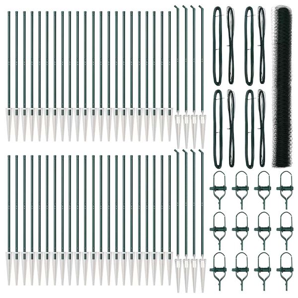 vidaXL Plotov&yacute; sloupek. Zelen&aacute; 100 x 1,5 m (50 mm s&iacute;ť) Ocel a PVC